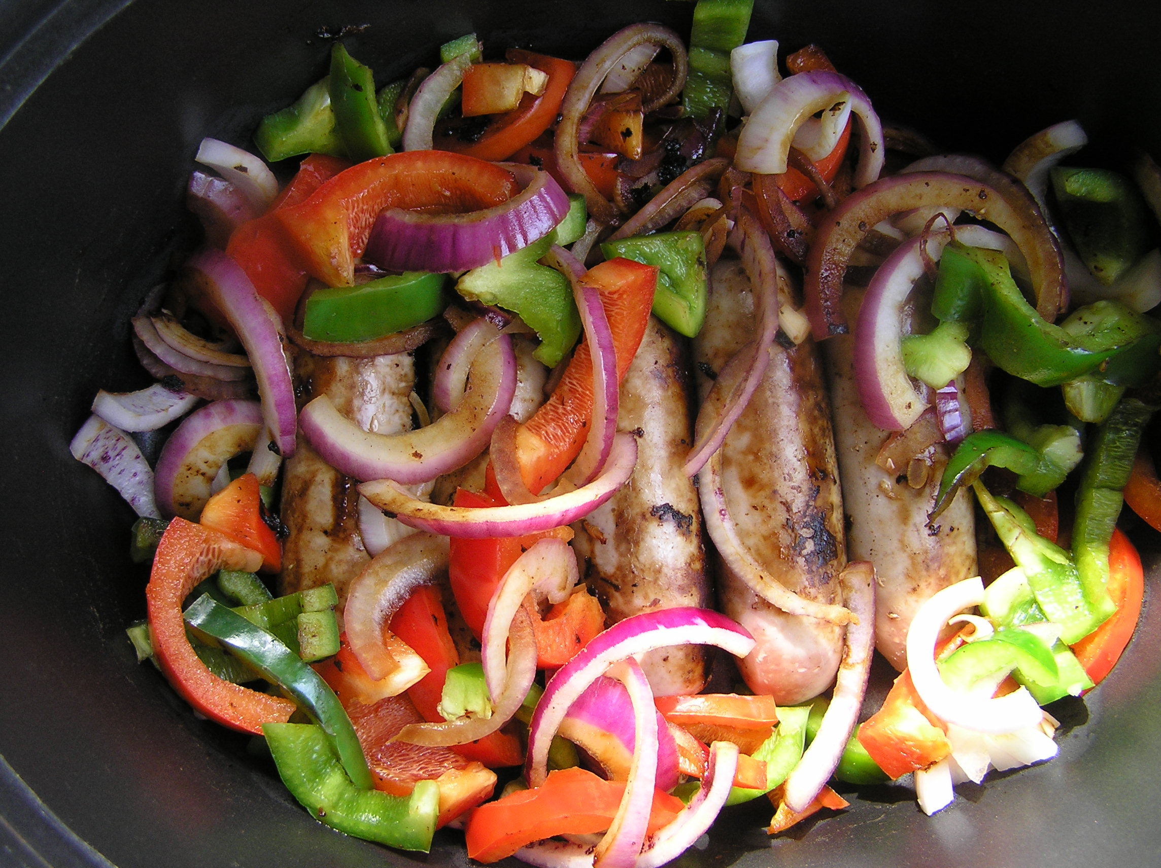 Turkey Brats, Peppers & Onions the zen of slow cooking